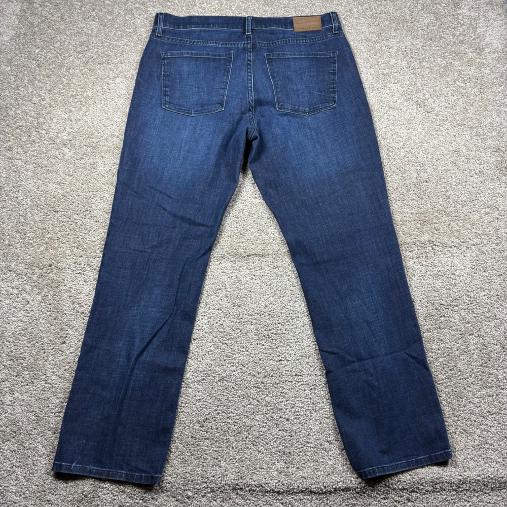 Mott & Bow Mens Straight Leg Jeans 34x30 Dark Wash Indigo Stretch Denim